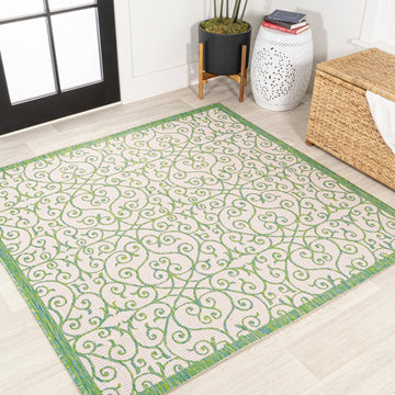 Madrid Vintage Filigree Textured Weave Indoor/outdoor Square Rug